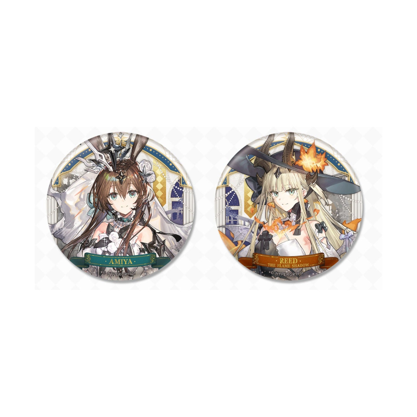 KAYOU x Arknights Luminescent Serenade Badge Blind Pack Amiya and Reed the Flame Shadow detail photo