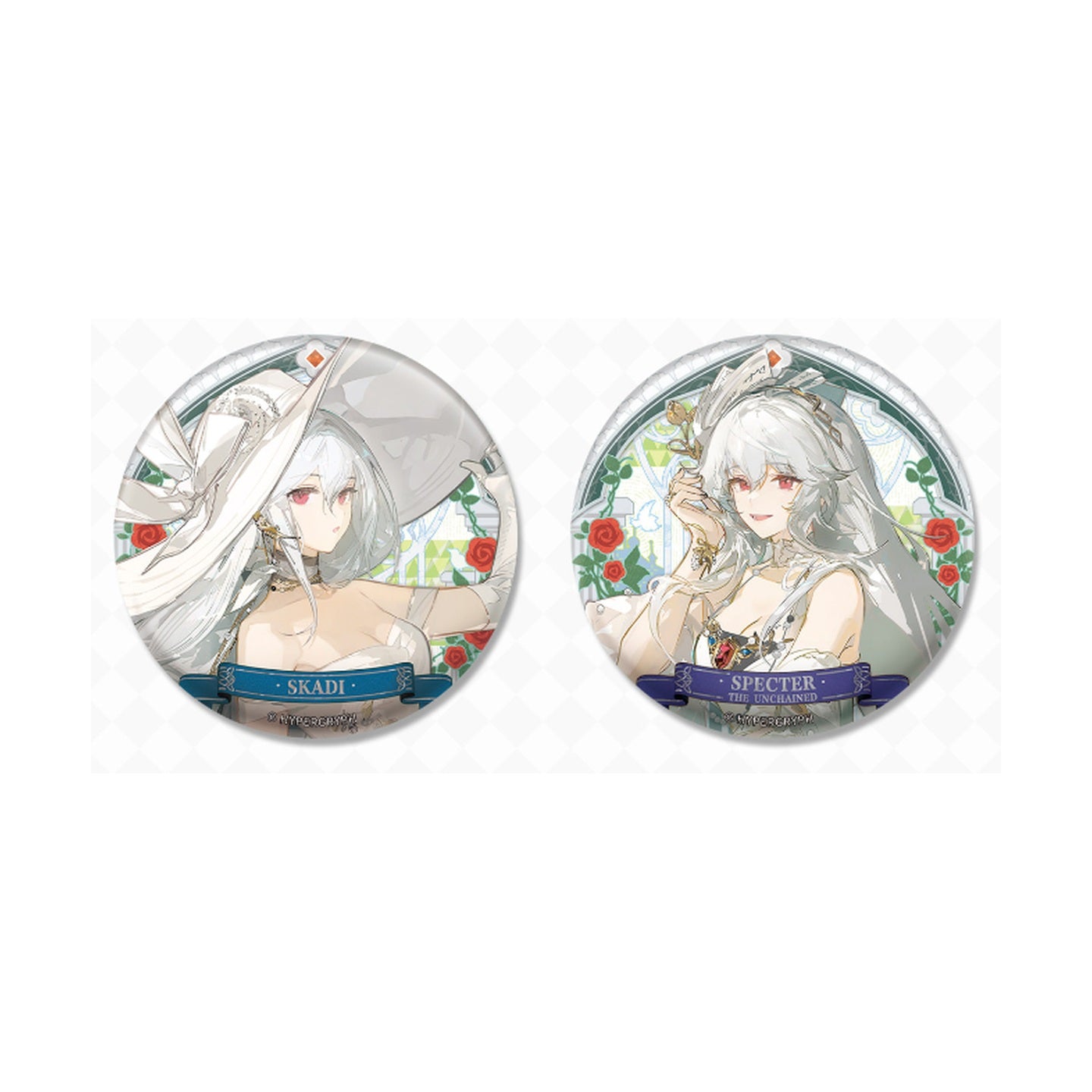 KAYOU x Arknights Luminescent Serenade Badge Blind Pack Skadi and Specter the Unchained detail photo