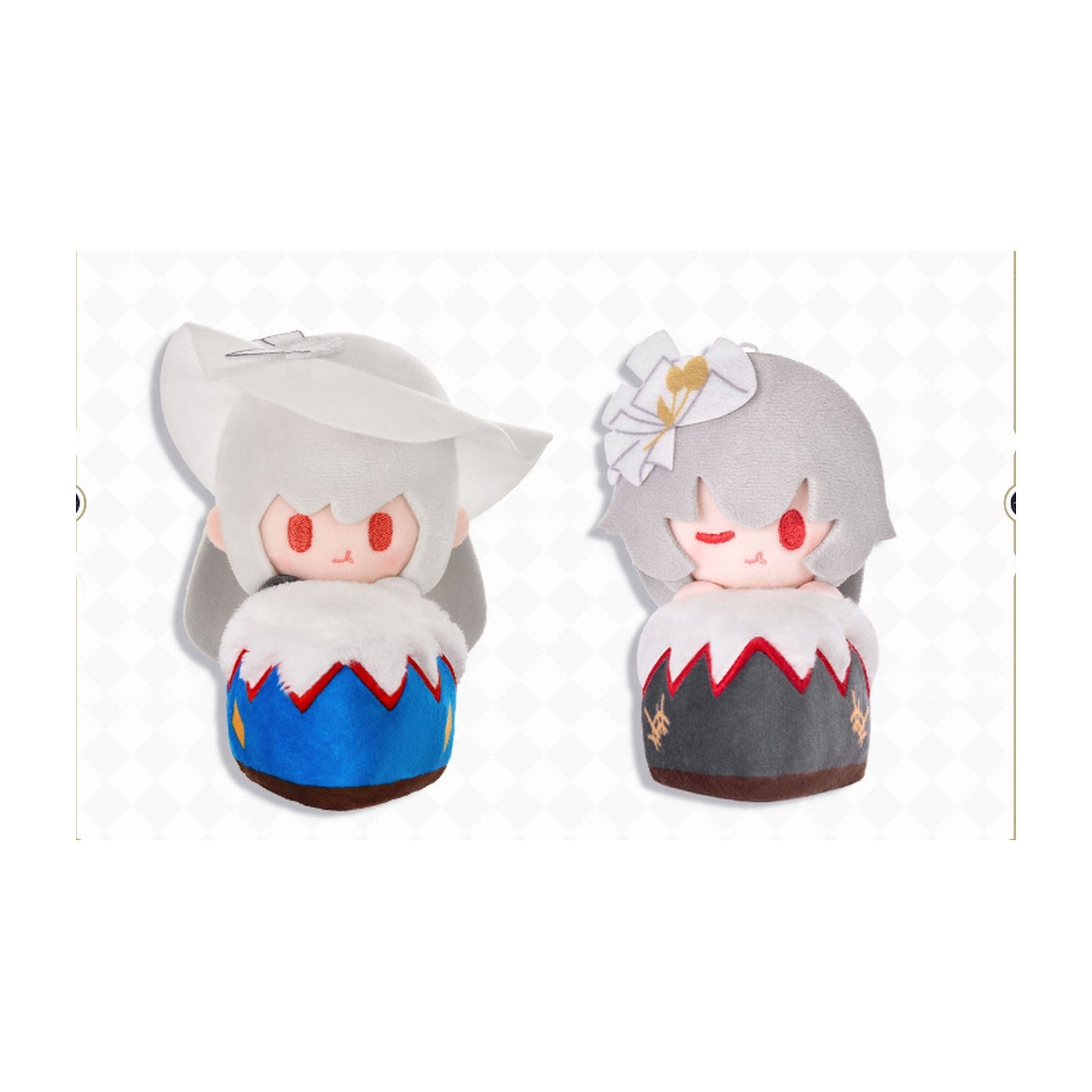 KAYOU x Arknights Luminescent Serenade Birthday Cake Plush Charm possible designs featuring Skadi and Specter the Unchained