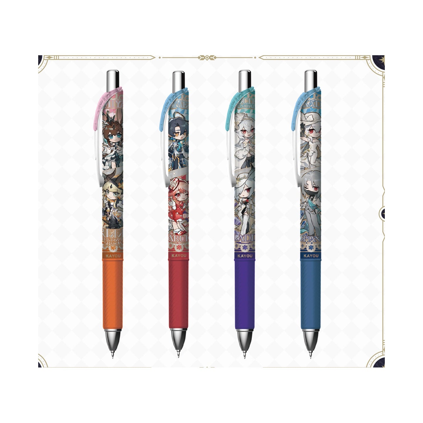 KAYOU x Arknights Luminescent Serenade Gel Pen Blind Box warm color designs detail photo