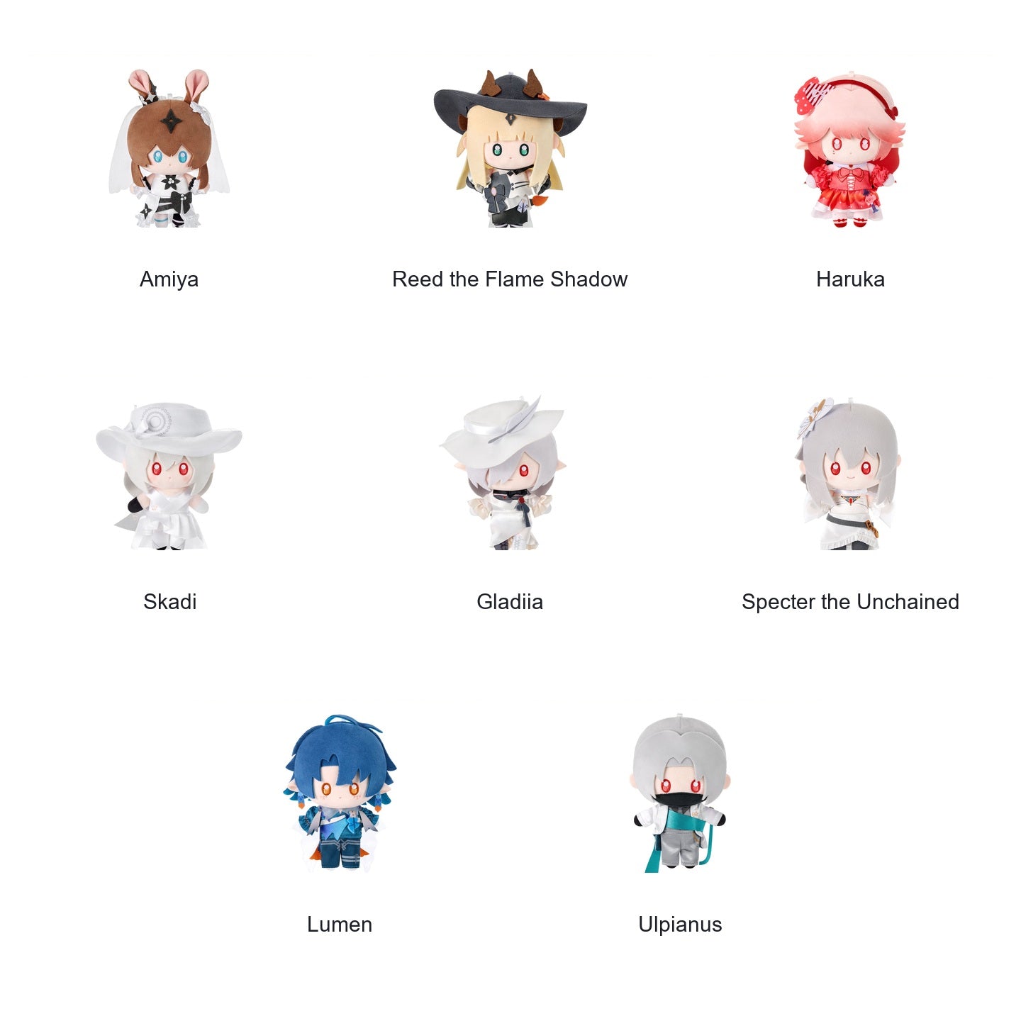 KAYOU x Arknights Luminescent Serenade plush keychain full character lineup
