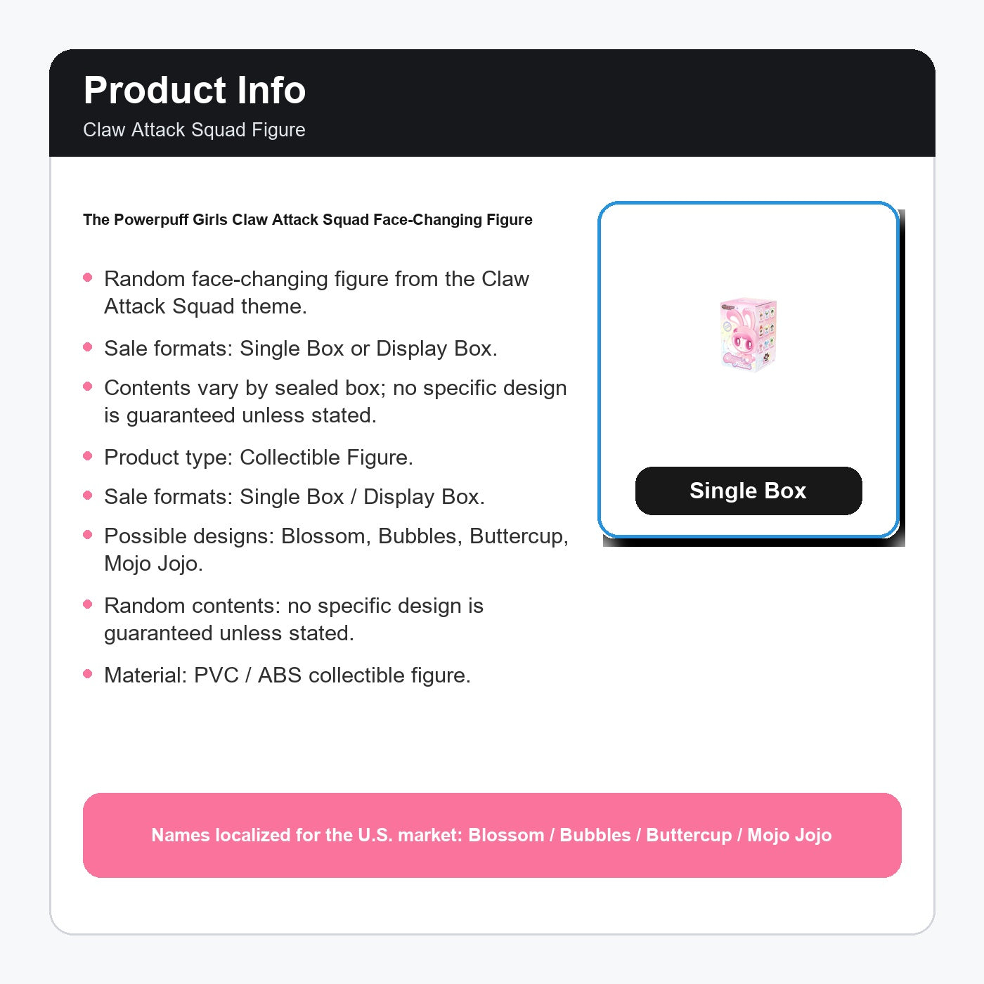 The Powerpuff Girls Claw Attack Squad Face-Changing Figure product info