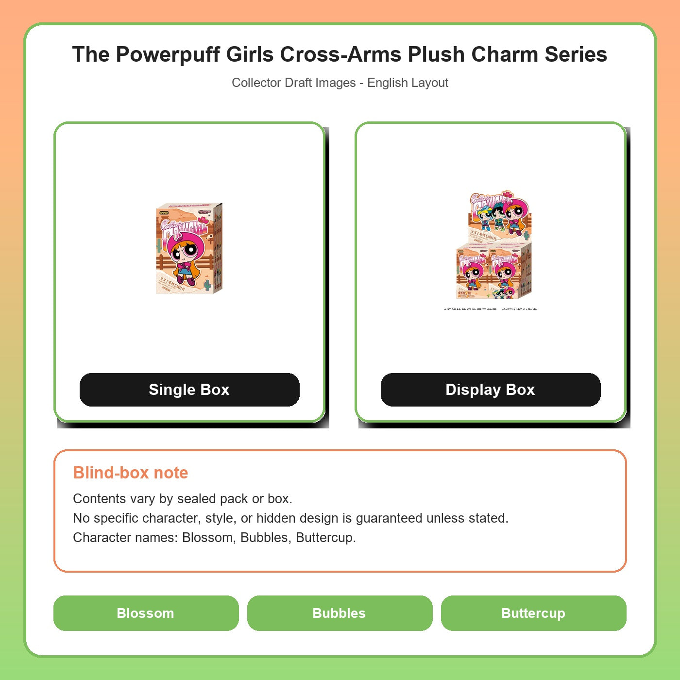 The Powerpuff Girls Cross-Arms Plush Charm Series overview