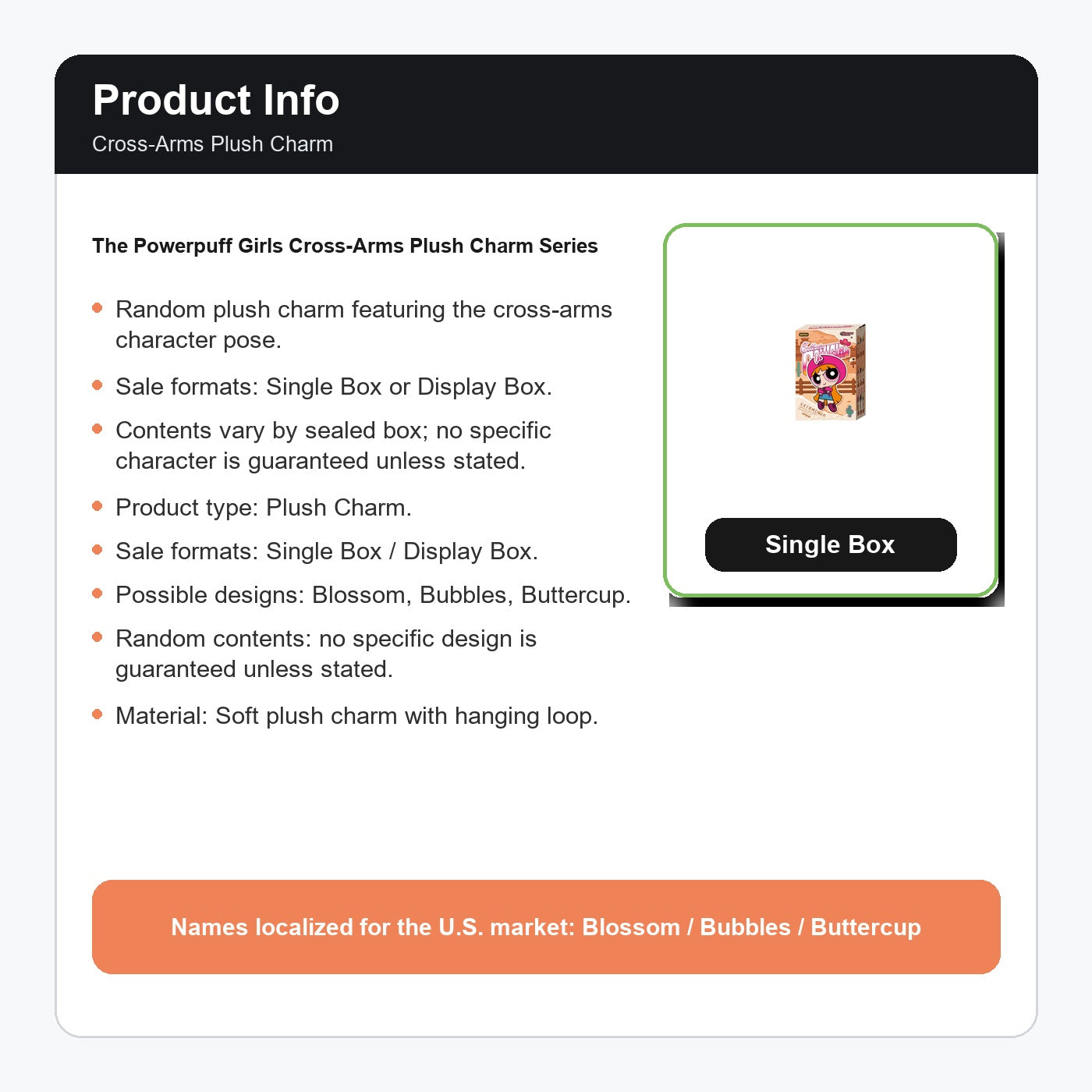 The Powerpuff Girls Cross-Arms Plush Charm Series product info