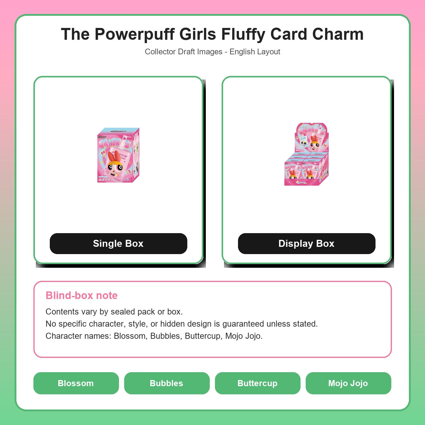 The Powerpuff Girls Fluffy Card Charm overview