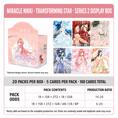 English product guide for KAYOU Miracle Nikki Transforming Star Miaosi Pack Series 2 display box