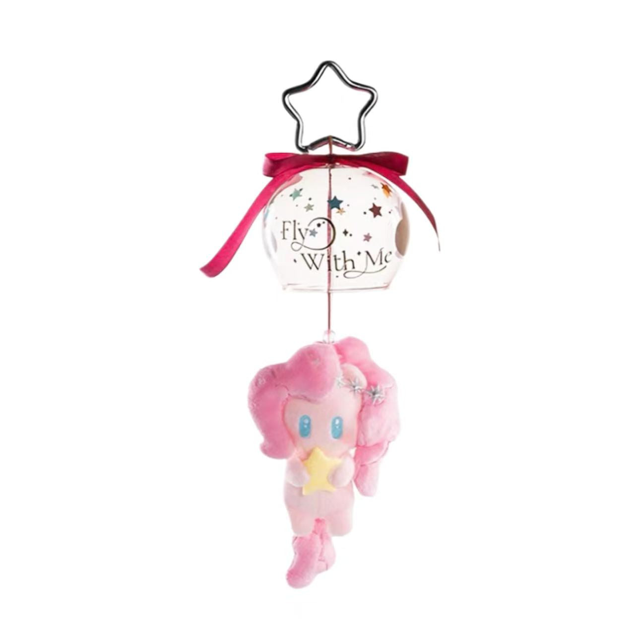 Whoopea Fly With Me bubblegum pink red ribbon plush hanging charm